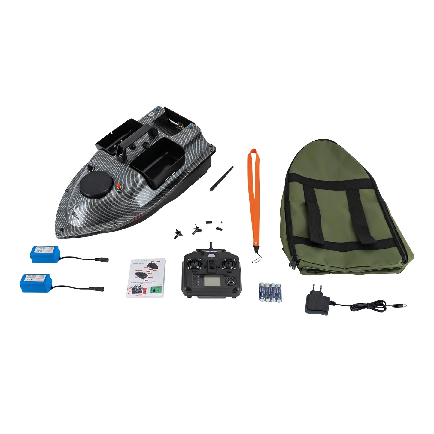 Rechargeable GPS Fishing Bait Boat with 2 Batteries 16 Positioning Points 2kg Load Bait Boat