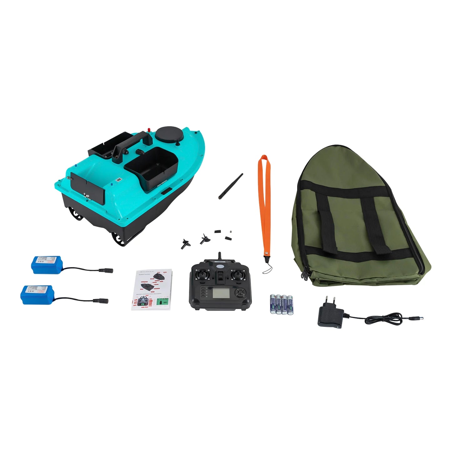 Rechargeable GPS Fishing Bait Boat with 2 Batteries 16 Positioning Points 2kg Load Bait Boat